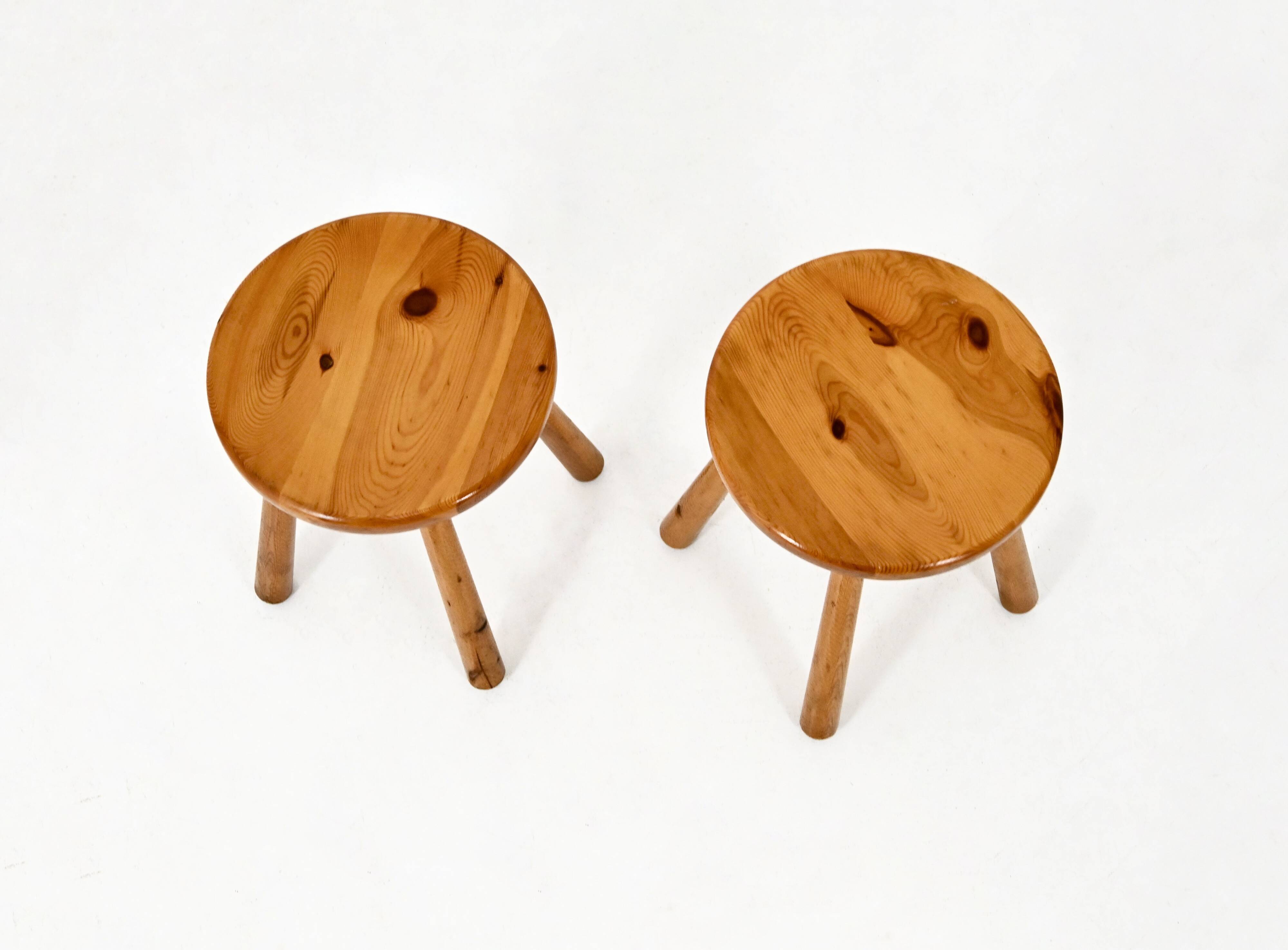 Set of 2 Charlotte Perriand Stools for Les Arcs, 1960s