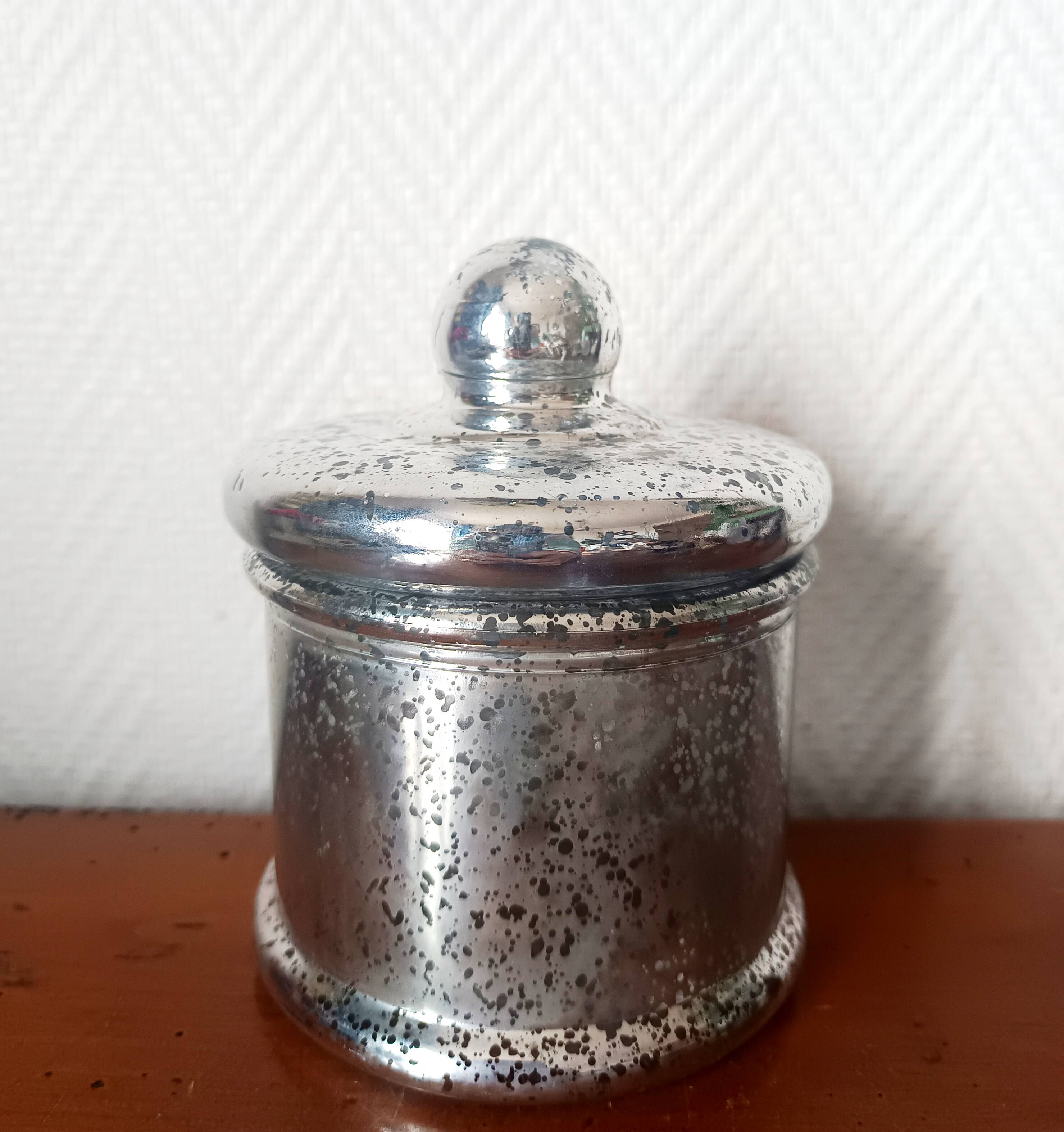 Vintage candy dish in reverse-painted glass