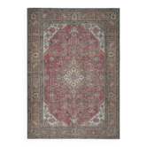 Tapis d'aire vintage persan fait main en laine et coton rose 235x335 des années 1970