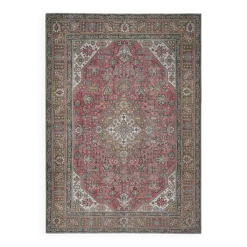 1970s Vintage Persian Handmade Wool Cotton Pink Area Rug 235x335
