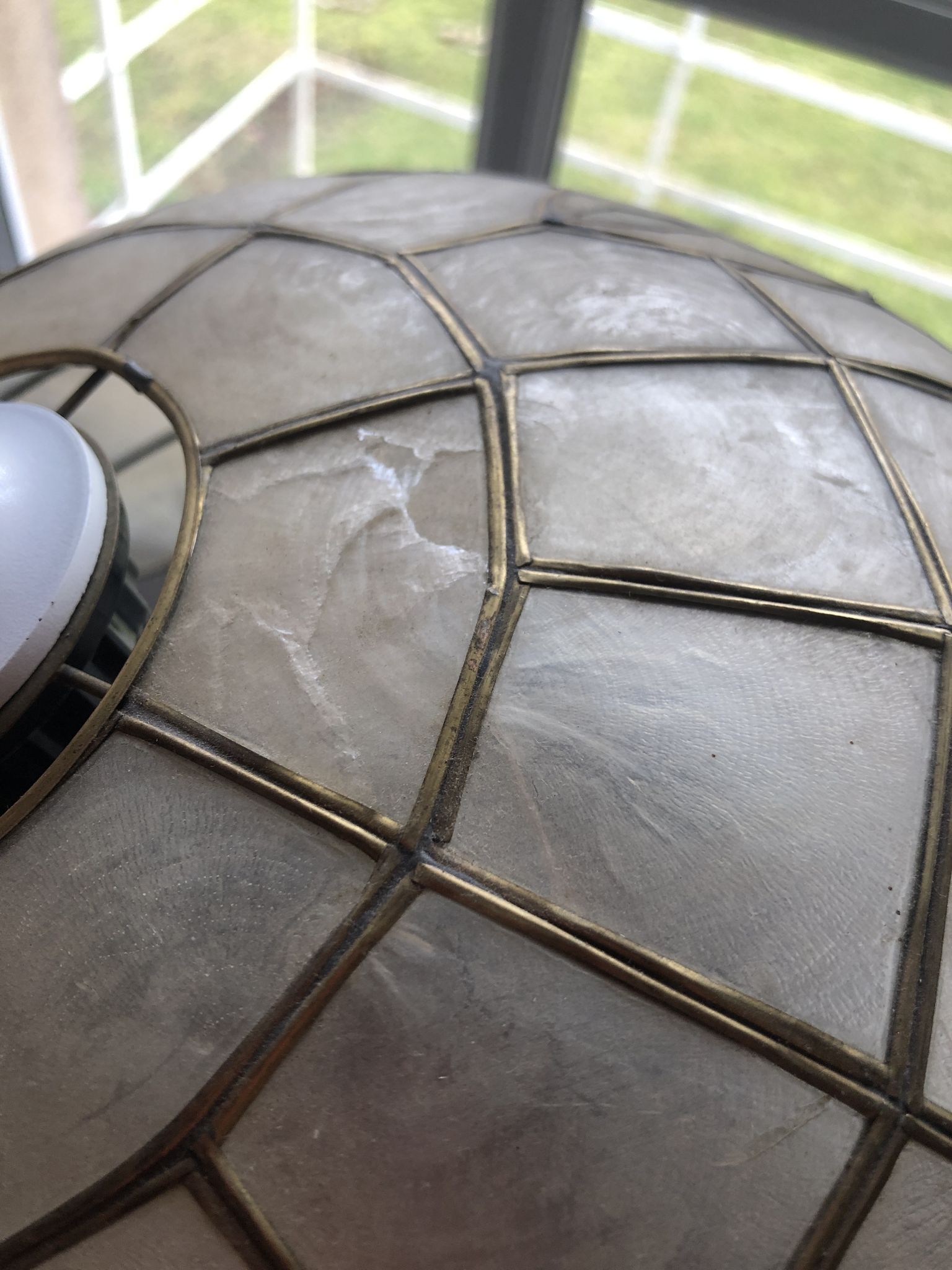 Art Nouveau mother-of-pearl pendant lamp