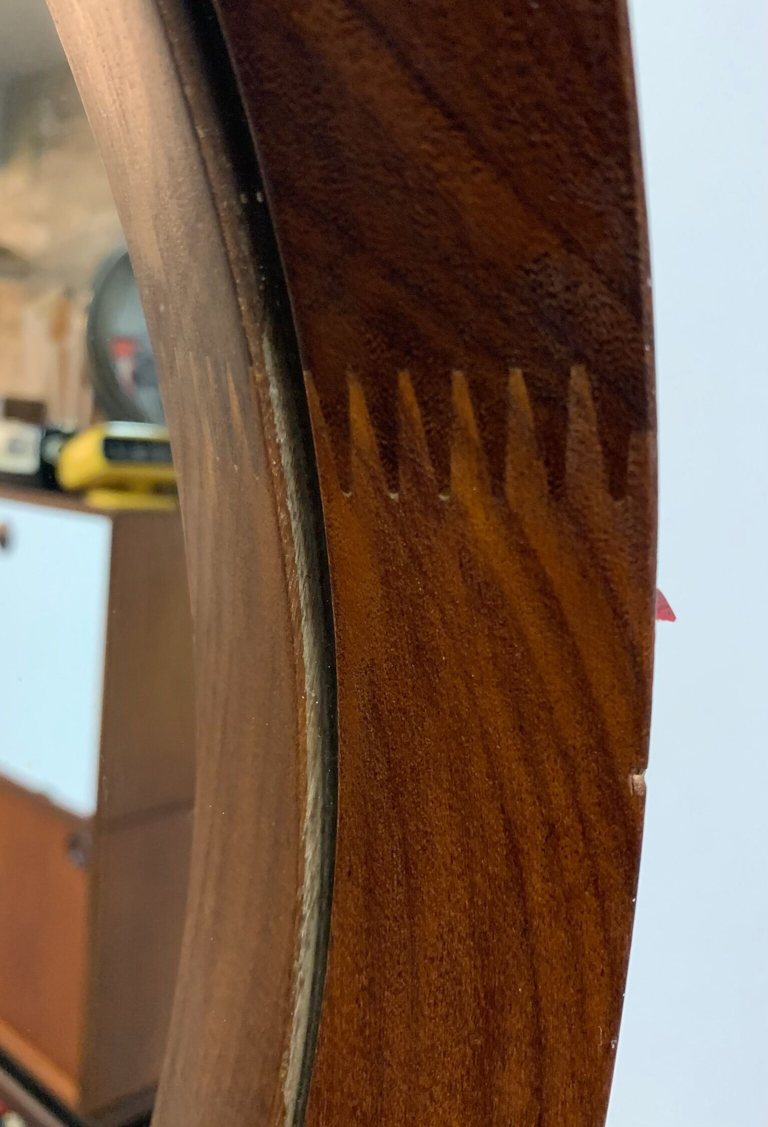 Teak vintage wall mirror, 60s mid century modern wood mirror made in italy