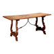 Old refectory table in walnut and wrought iron, Italy, 20th century