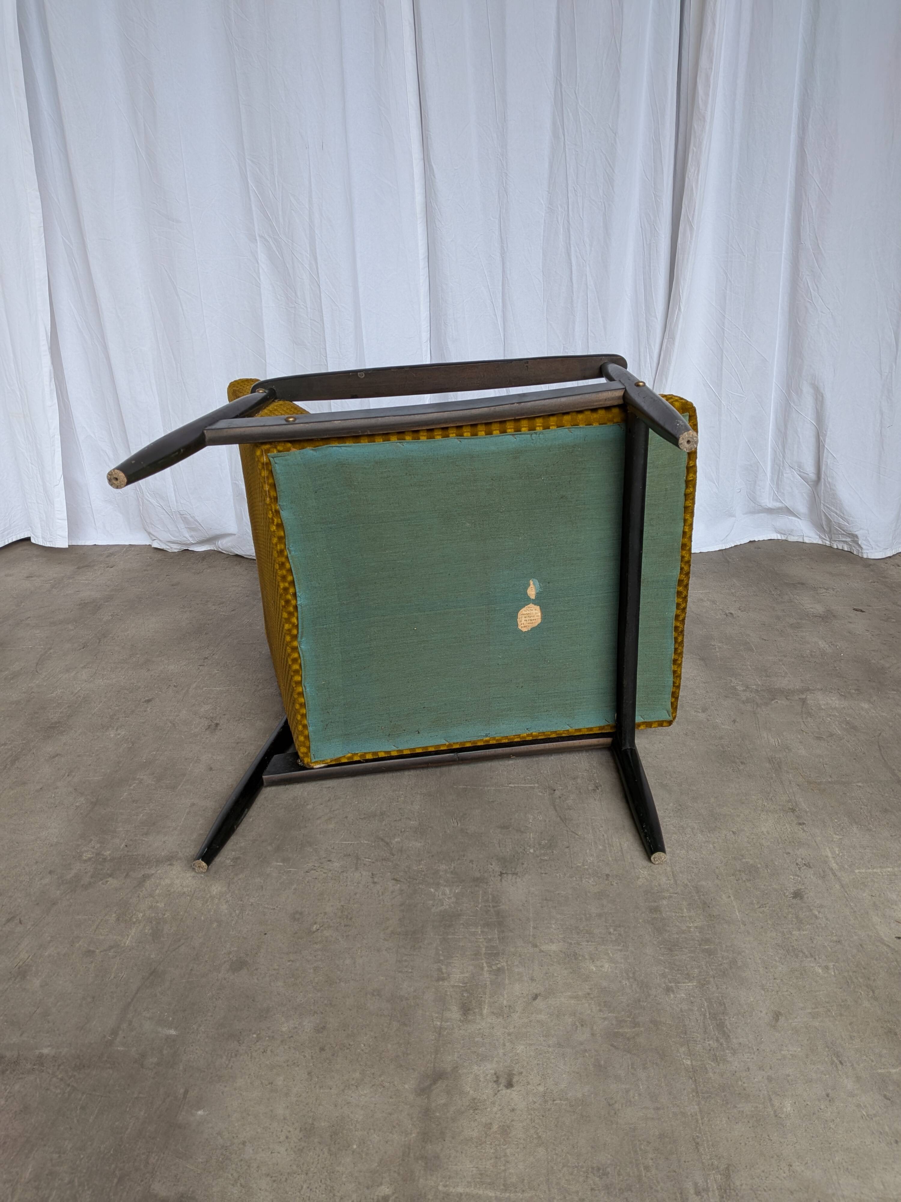 Vintage Yellow Fabric Armchair: Mid-Century Modern Lounge Chair