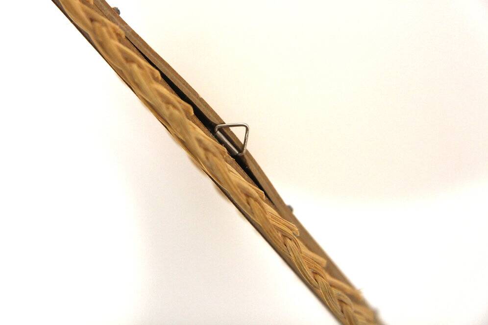 Scandinavian mirror in teak and rattan, 40x47cm, Sweden, 1960