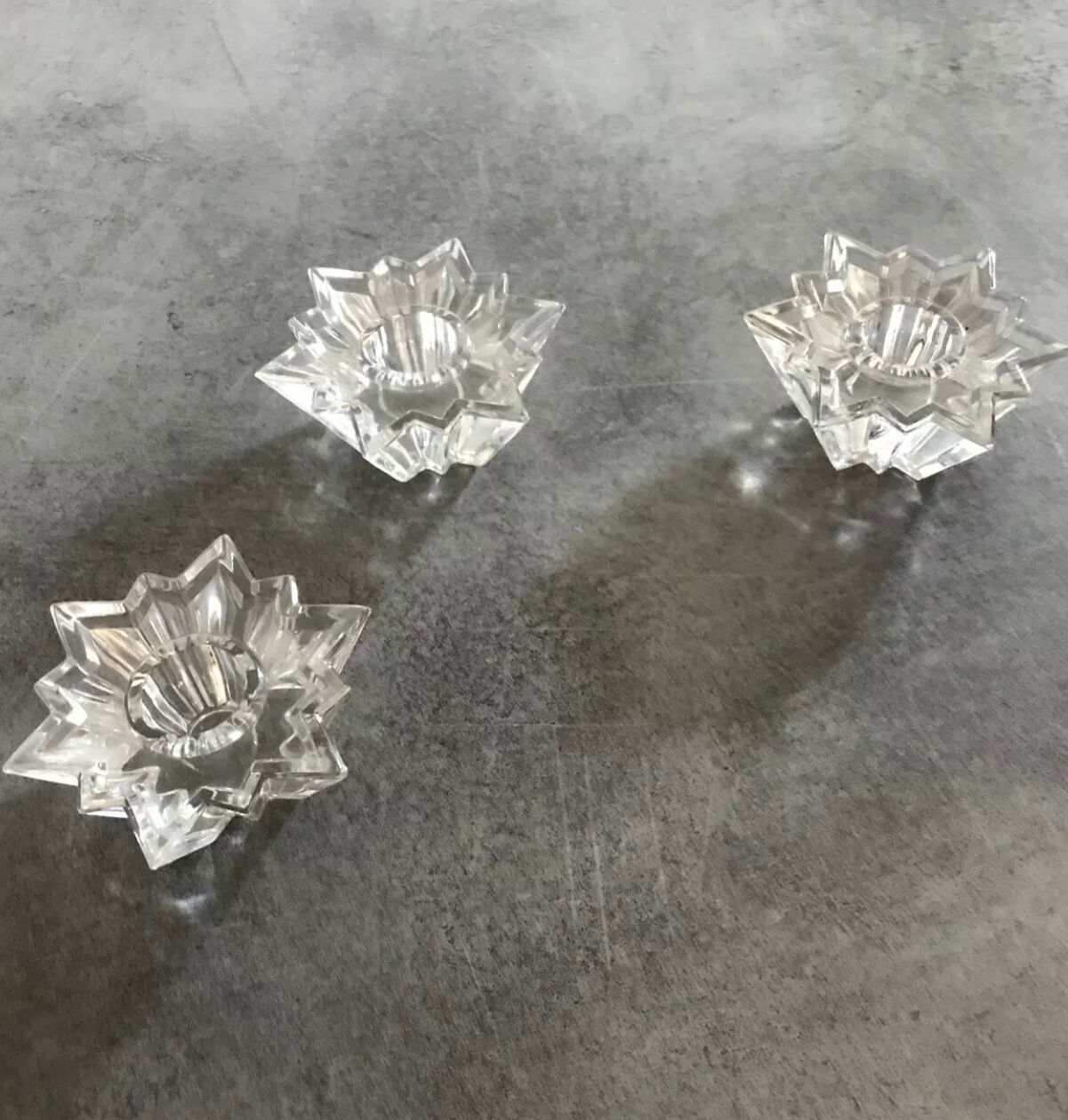 Set of 3 vintage table candle holders star shape