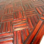 Pair of vintage pagoda tables in faux bamboo with chevron pattern - Maitland & Clasco