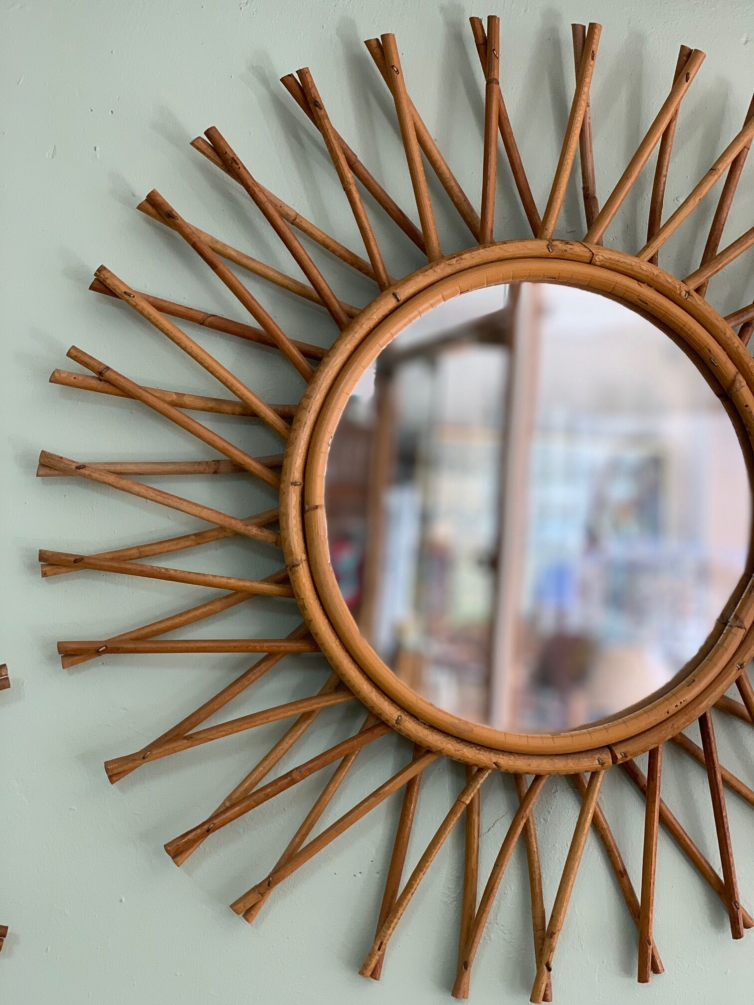 Old rattan mirror