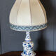 Blue and white ceramic lamp Floral decoration XXth Velvet lampshade