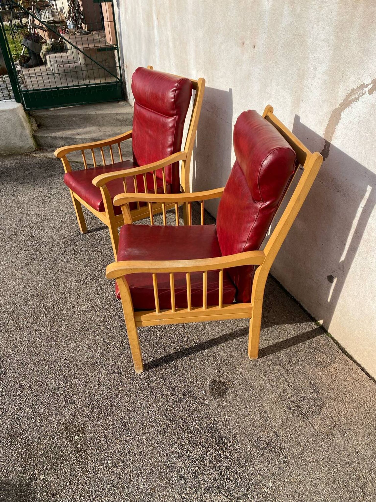 Pair of Baumann leather armchairs
