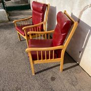 Pair of Baumann leather armchairs