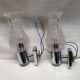 Set of 2 Italian chrome tulip glass wall lights from the 70s