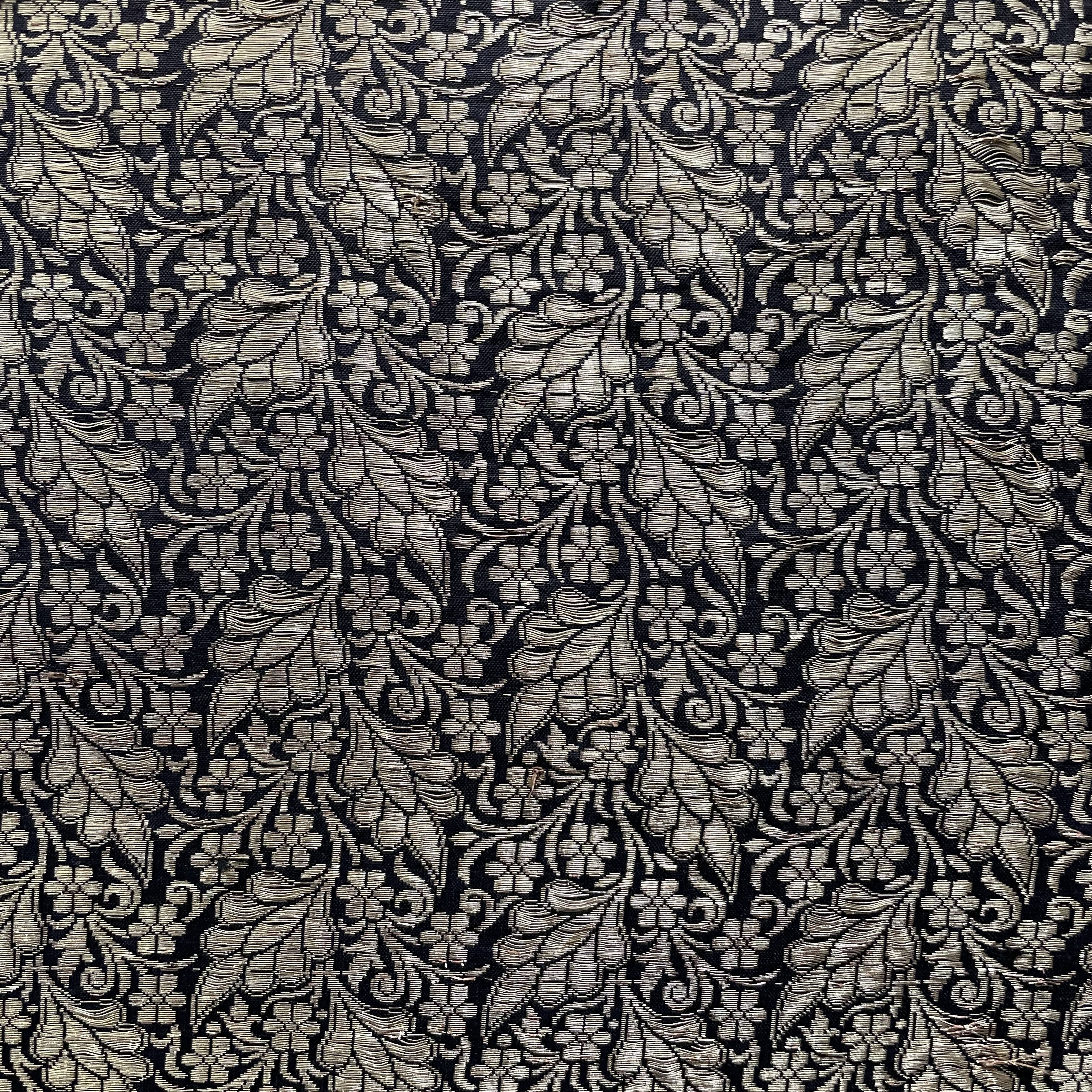 Antique black and gold faux bamboo fireplace screen