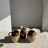 Large brown glazed stoneware jug Grès du Berry Made in France H19