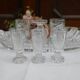 Bavarian liqueur decanter, six glasses and tray