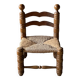 Rustic oak and straw chair, France 1940s