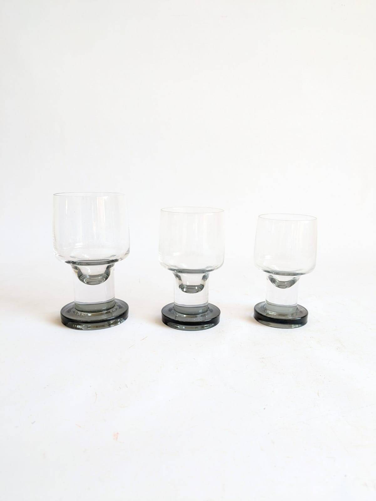 Space age Crystal drinking glasses in three sizes by Bayel, France 1970s