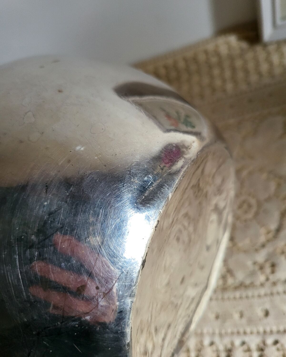 Silver-plated metal planter pot