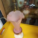 Opaline vase pink and white marquise