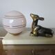 Fawn lamp, doe Art Deco marble white opaline pink and regulates 30/40 years