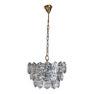 Golden Kinkeldey chandelier, cut glass, 3 levels, Germany, 1970