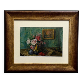 Watercolour on paper still life bouquet of flowers 20th century by Rivoto