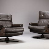 Pair of armchairs scandinavian leather 1960