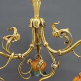 Art nouveau chandelier in gilt bronze, france, circa 1890