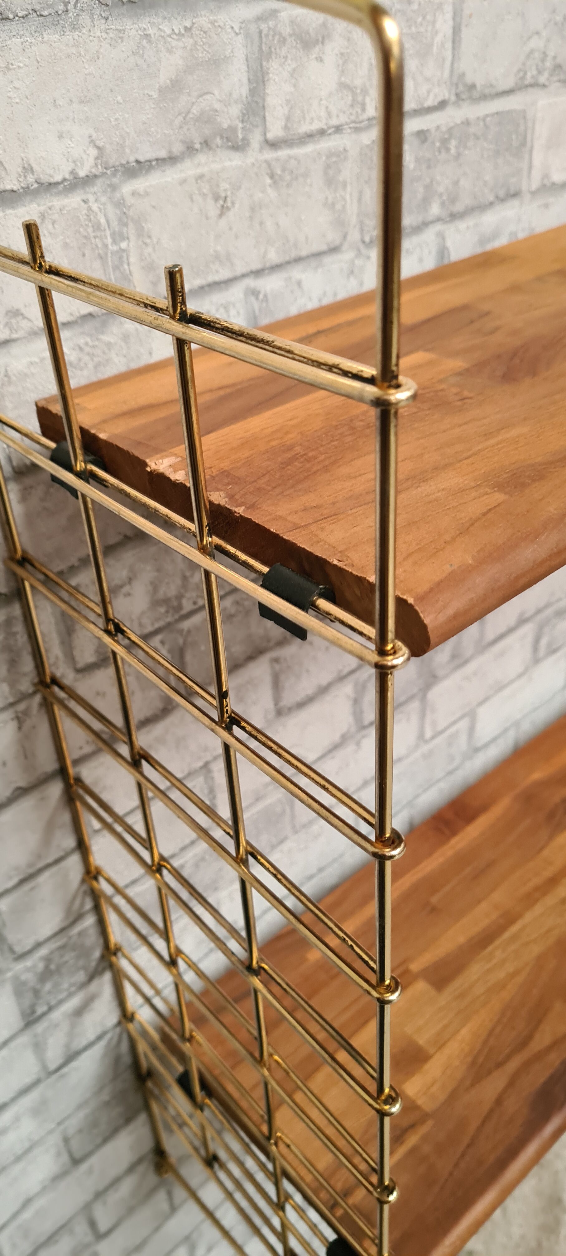 Scandinavian vintage floor 1960 solid exotic wood and chrome metal gold 82x83