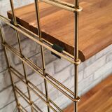 Scandinavian vintage floor 1960 solid exotic wood and chrome metal gold 82x83