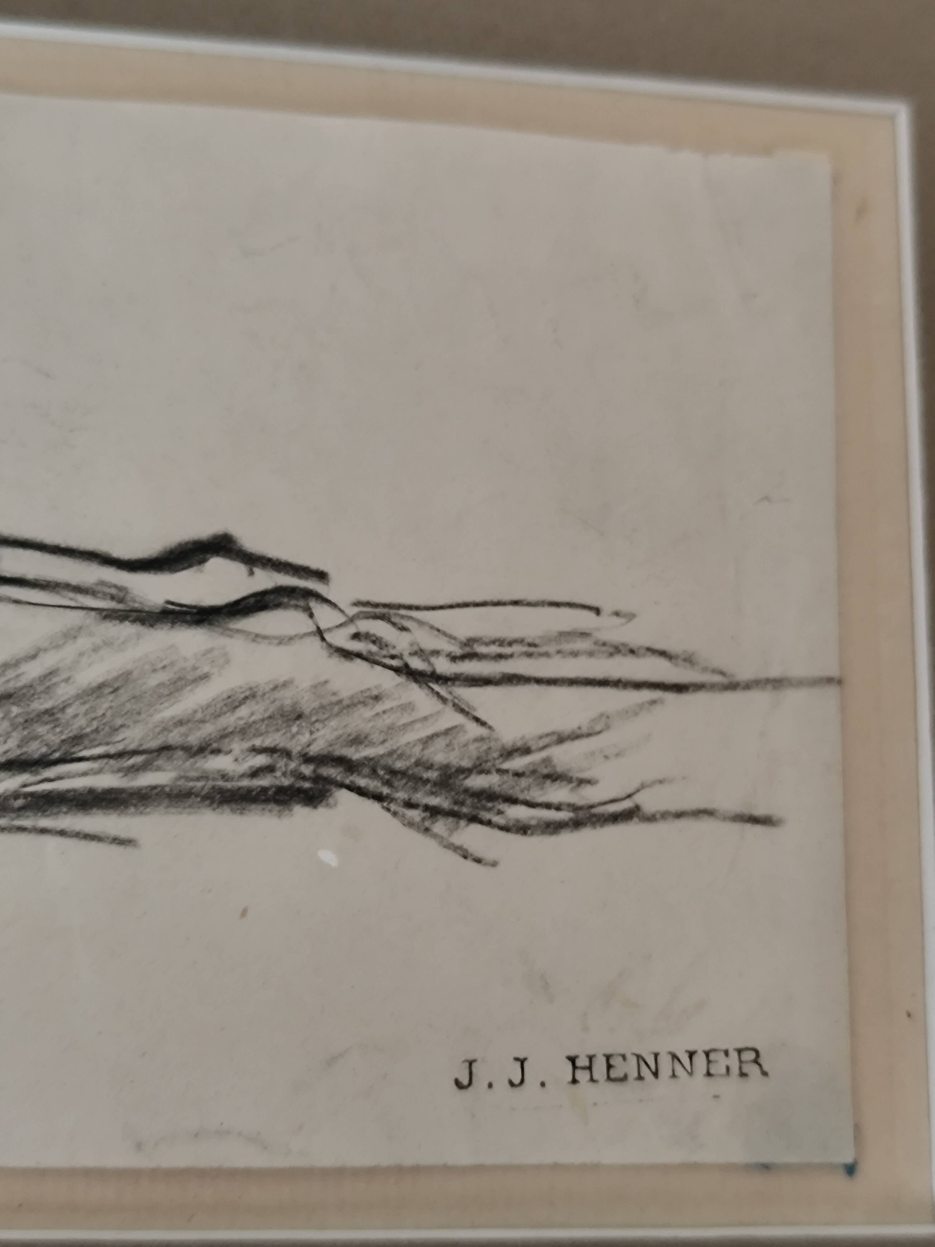 Original drawing Christ on the shroud by Jean Jacques Henner