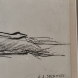 Original drawing Christ on the shroud by Jean Jacques Henner