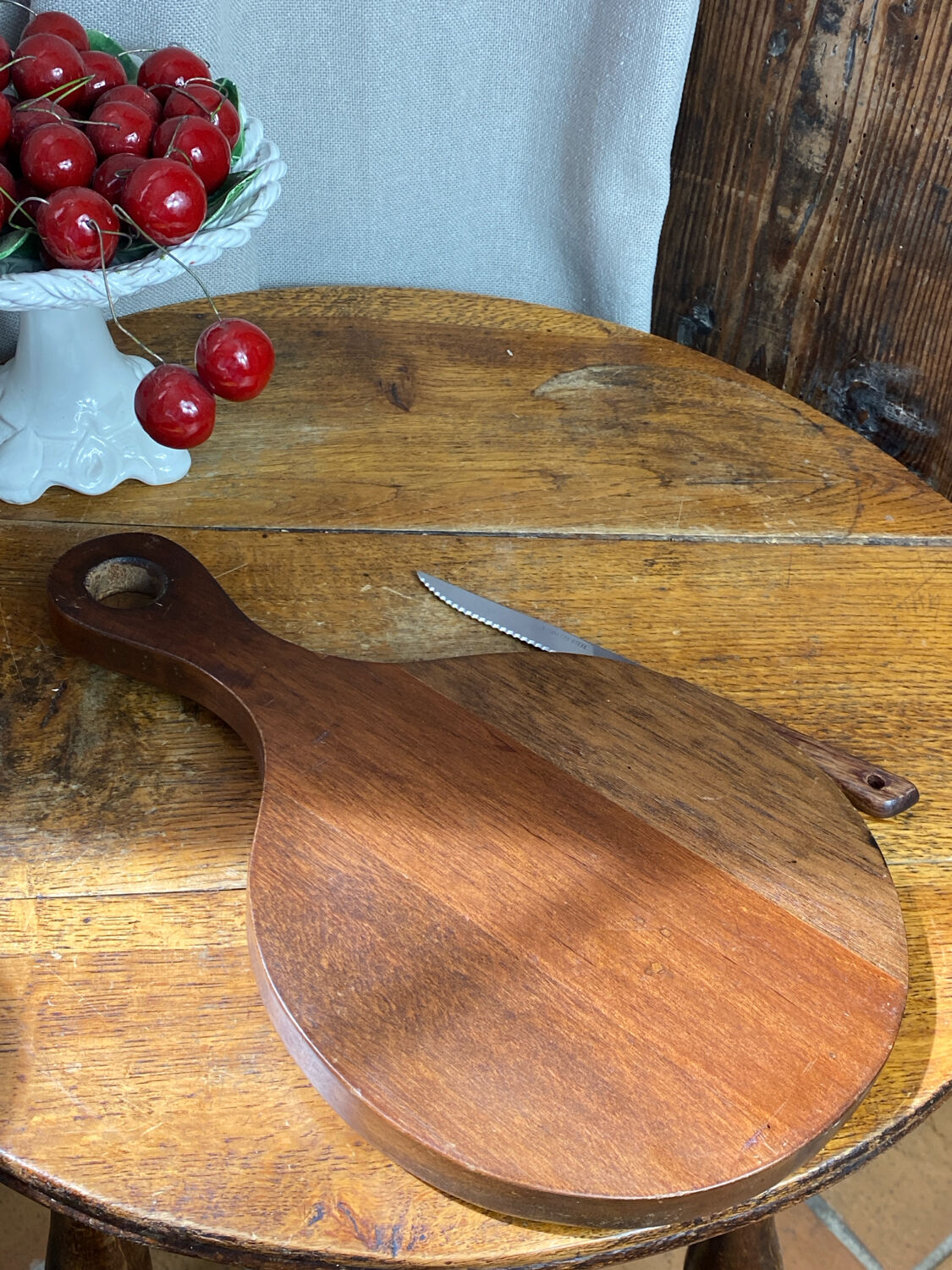 Plateau, wooden and ceramic chopping board, 1970s