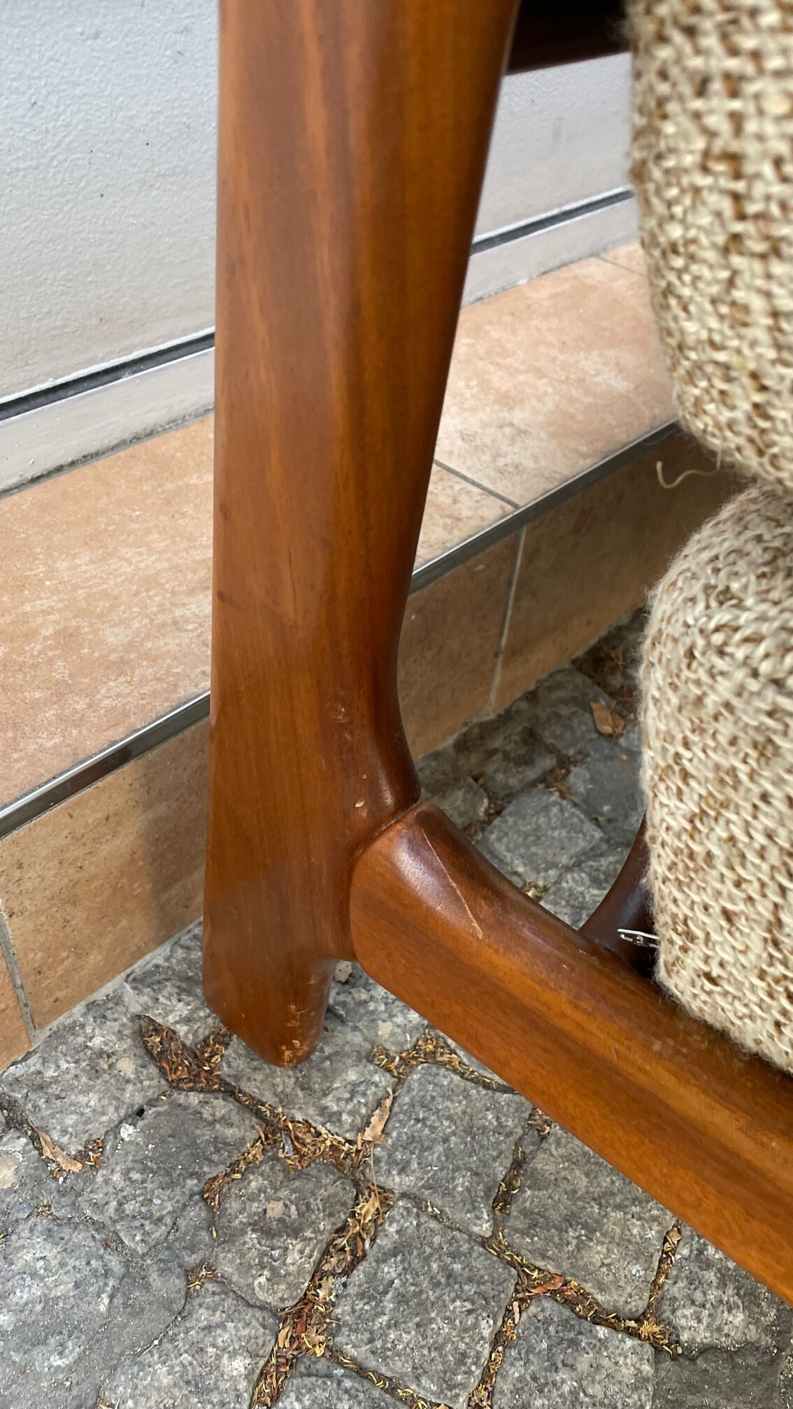 Teak and two-seater wool sofa from the 60s