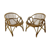 Paire de fauteuils en rotin vintage 60