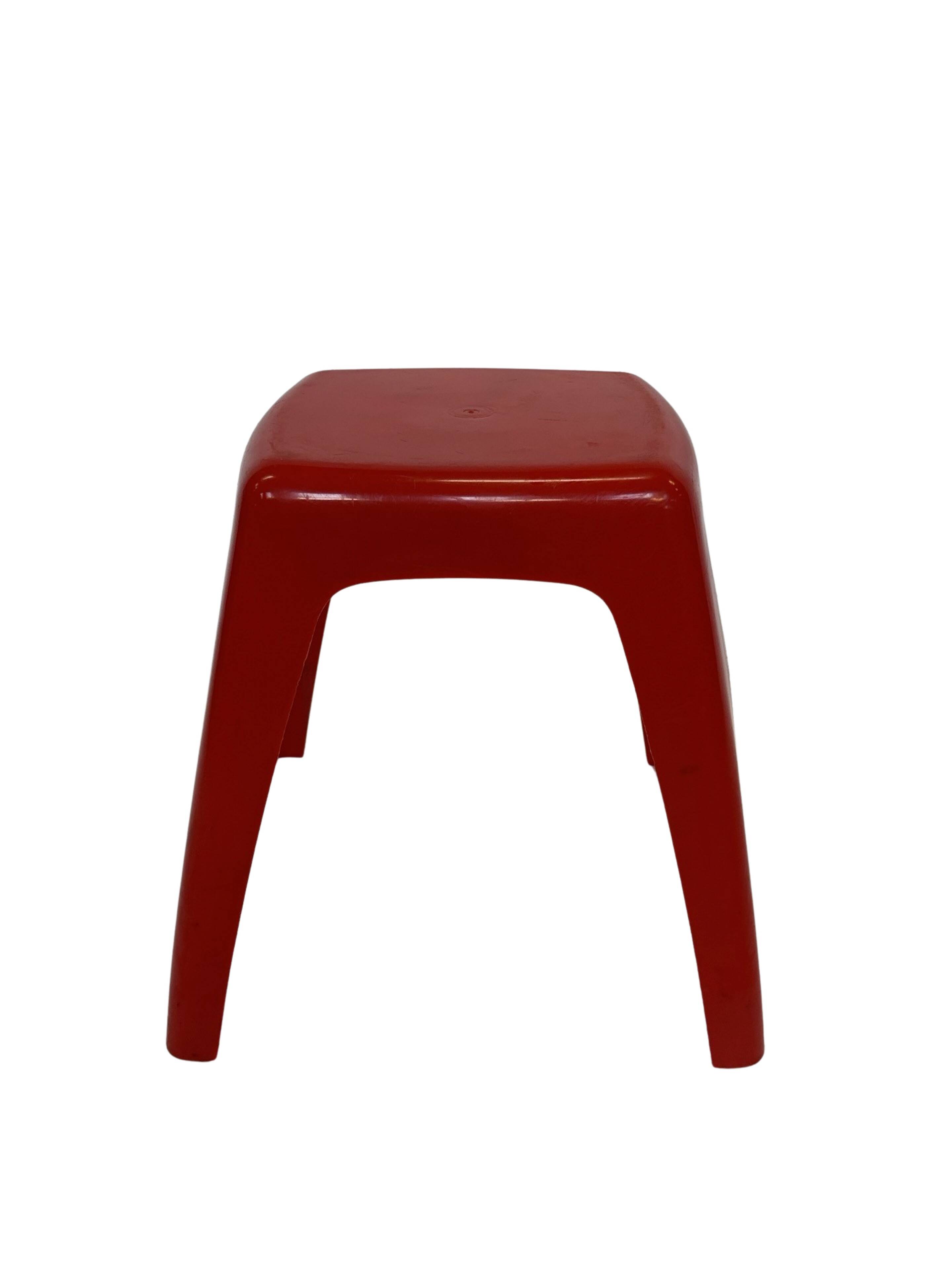 Vintage Space age plastic stool table mid century red plant stand