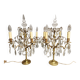 Pair of large electrified girandole candlesticks with crystal tassels