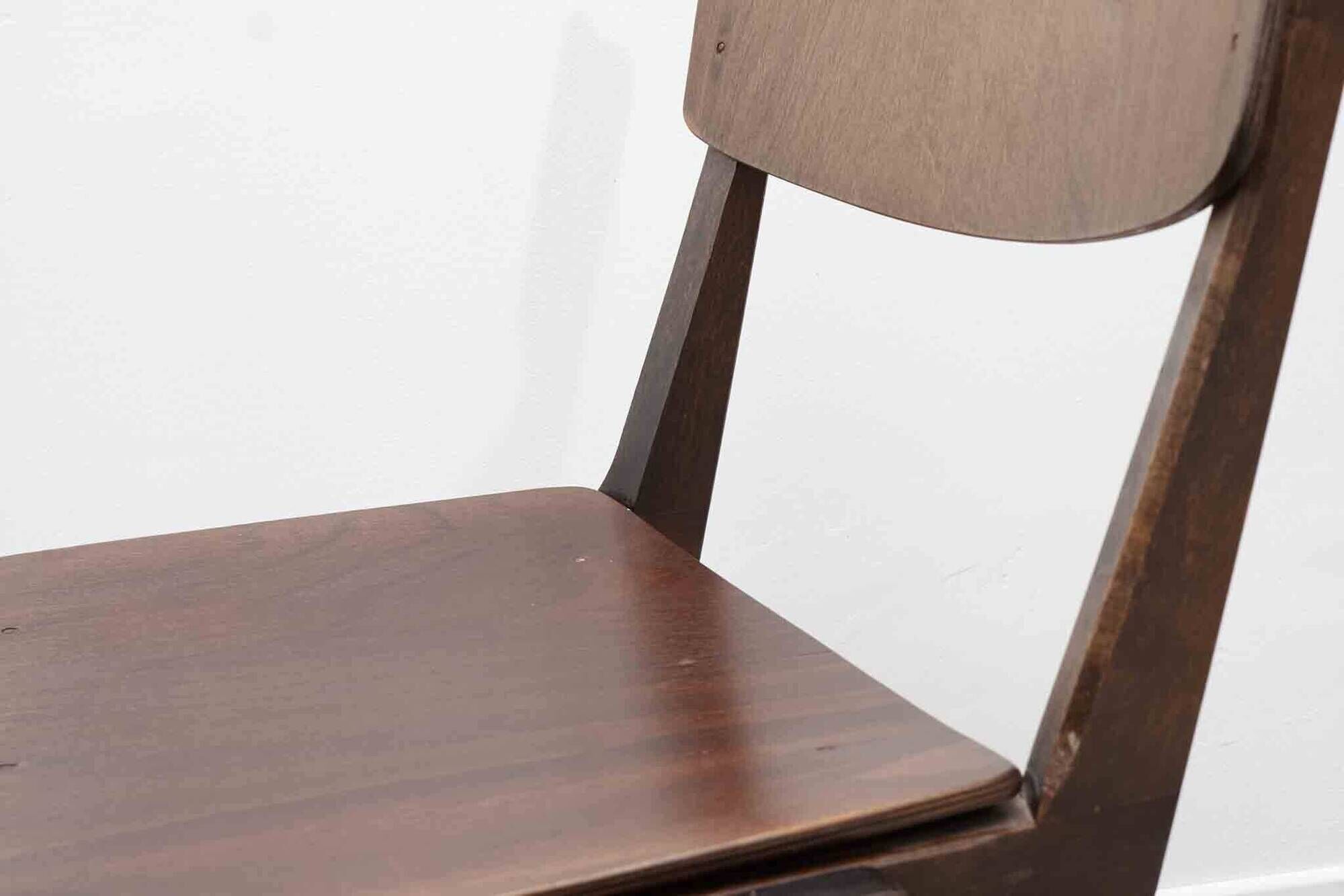 Stackable bistro chair in ebony-colored wood, Germany 1960s