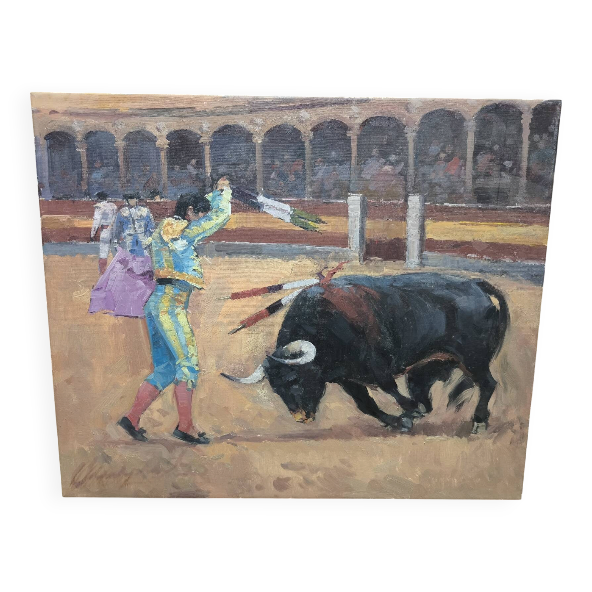 painted bull scene