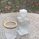 Whiskey carafe and ice bucket in transparent glass and meta handle, gilded brass, diamond pattern