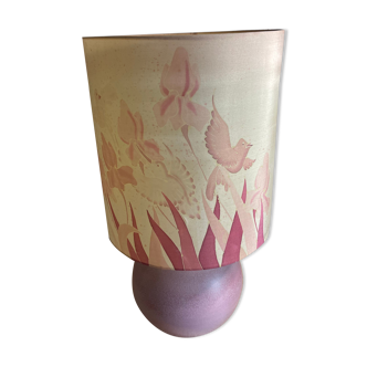 Ceramic lamp lilac decoration iris and birds