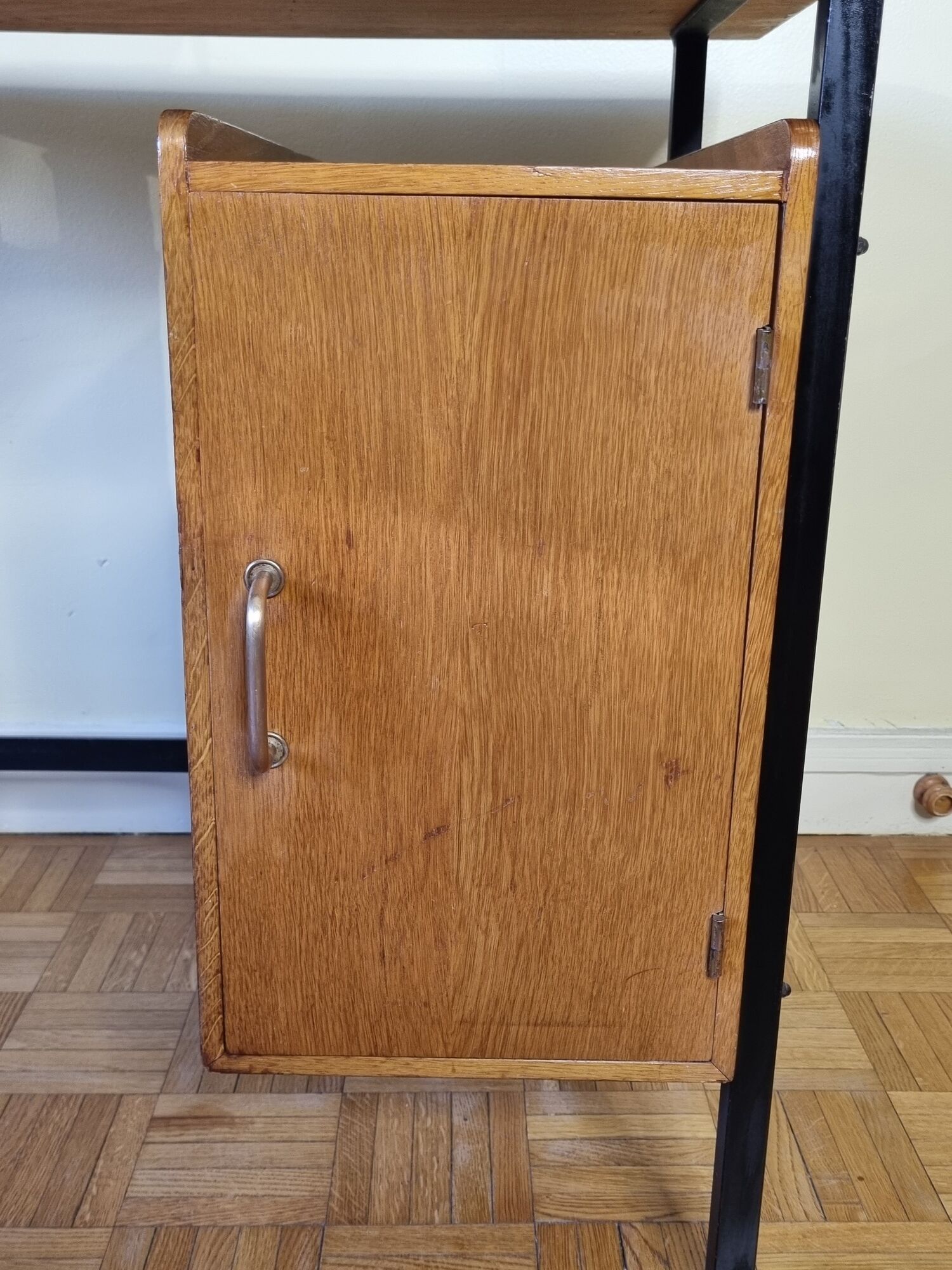 Vintage desk in metal and wood, 50s-60s