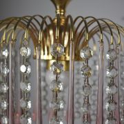 chandelier glass stamps, pink glass drops.