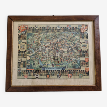 Panorama Historique de l'Université de Cambridge, Imprimée en Grande-Bretagne, 76 x 61 cm