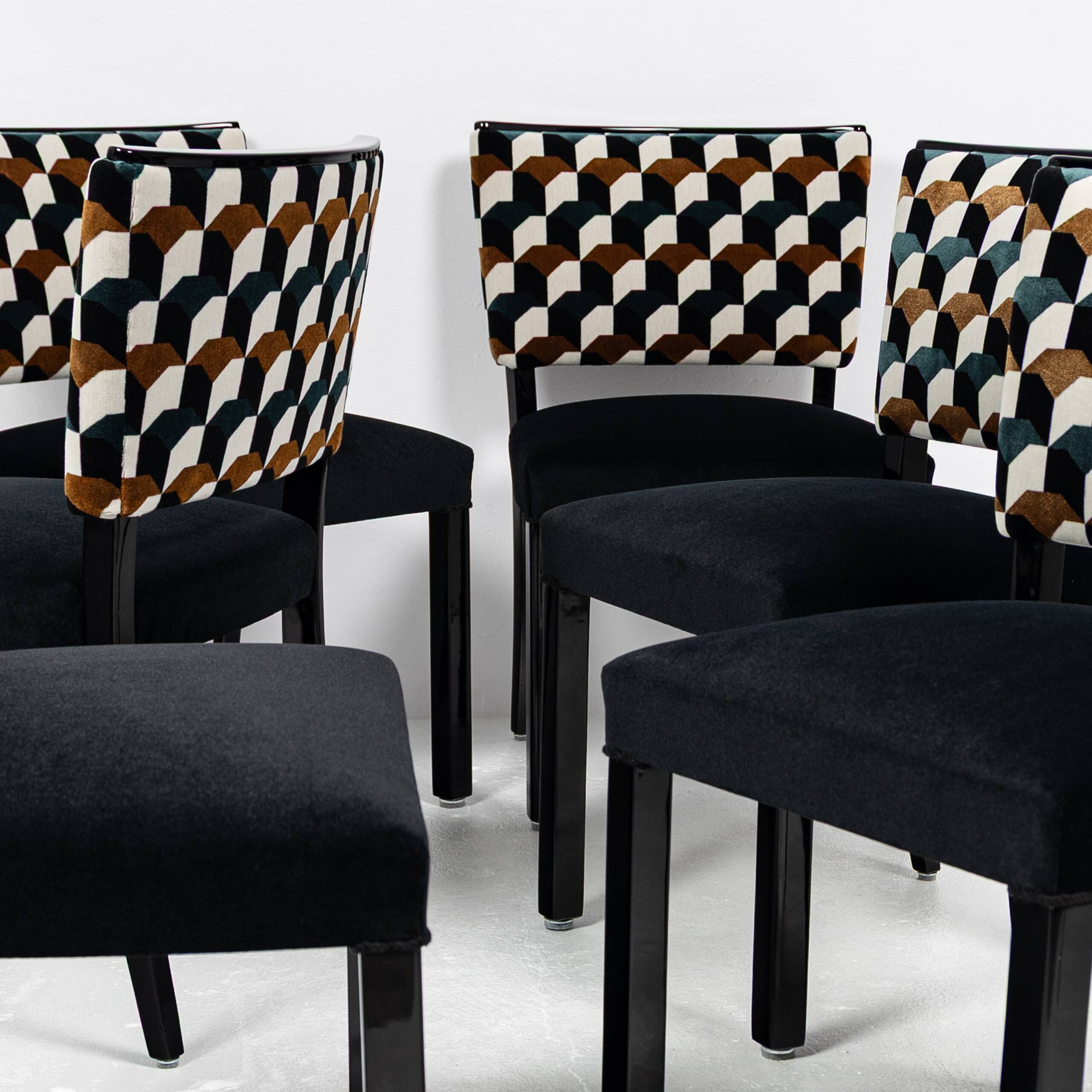 Art Deco modernist chairs in black beech, Alfons Kotschi - 1930-1940