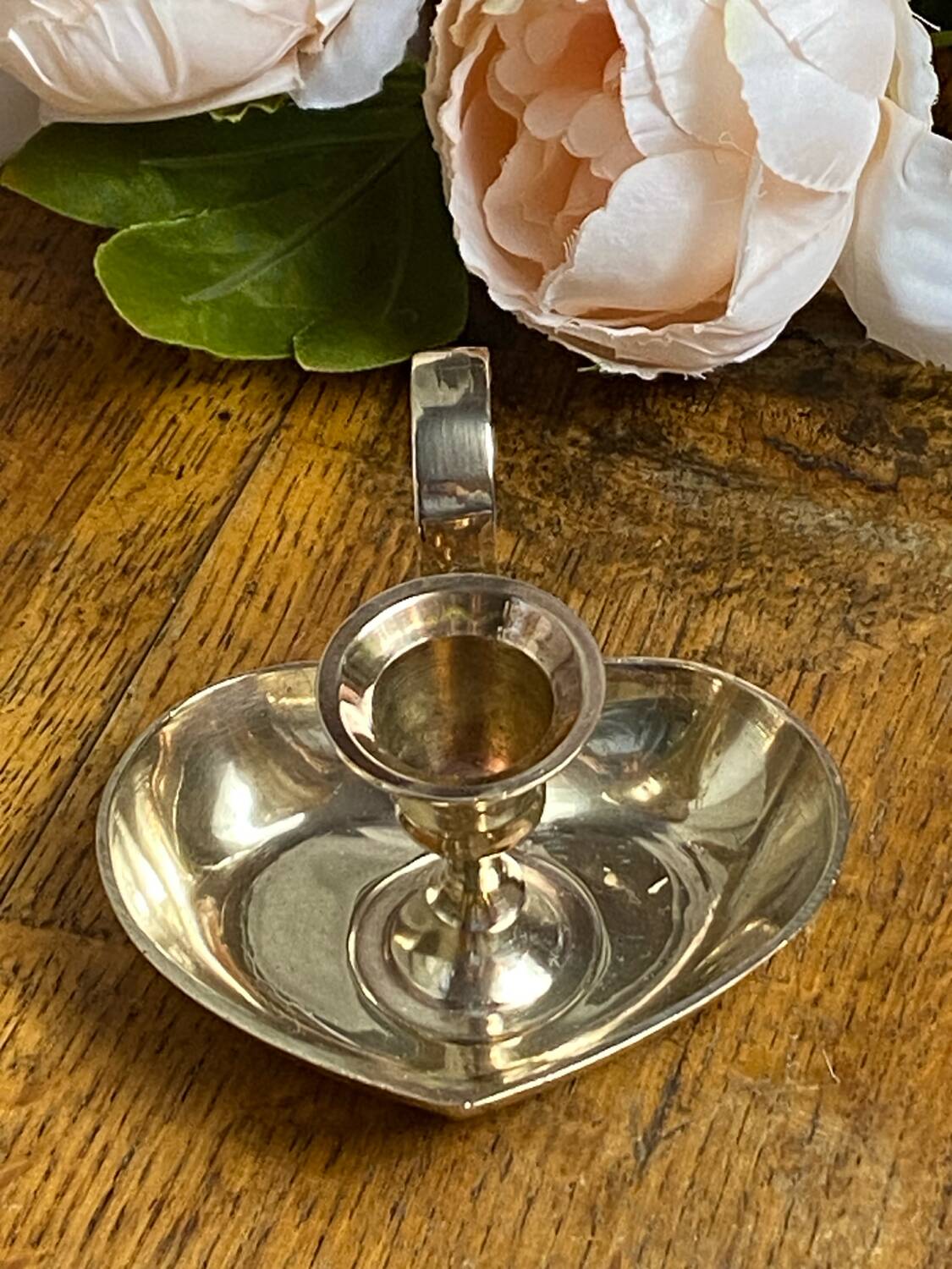 Brass heart candle holder