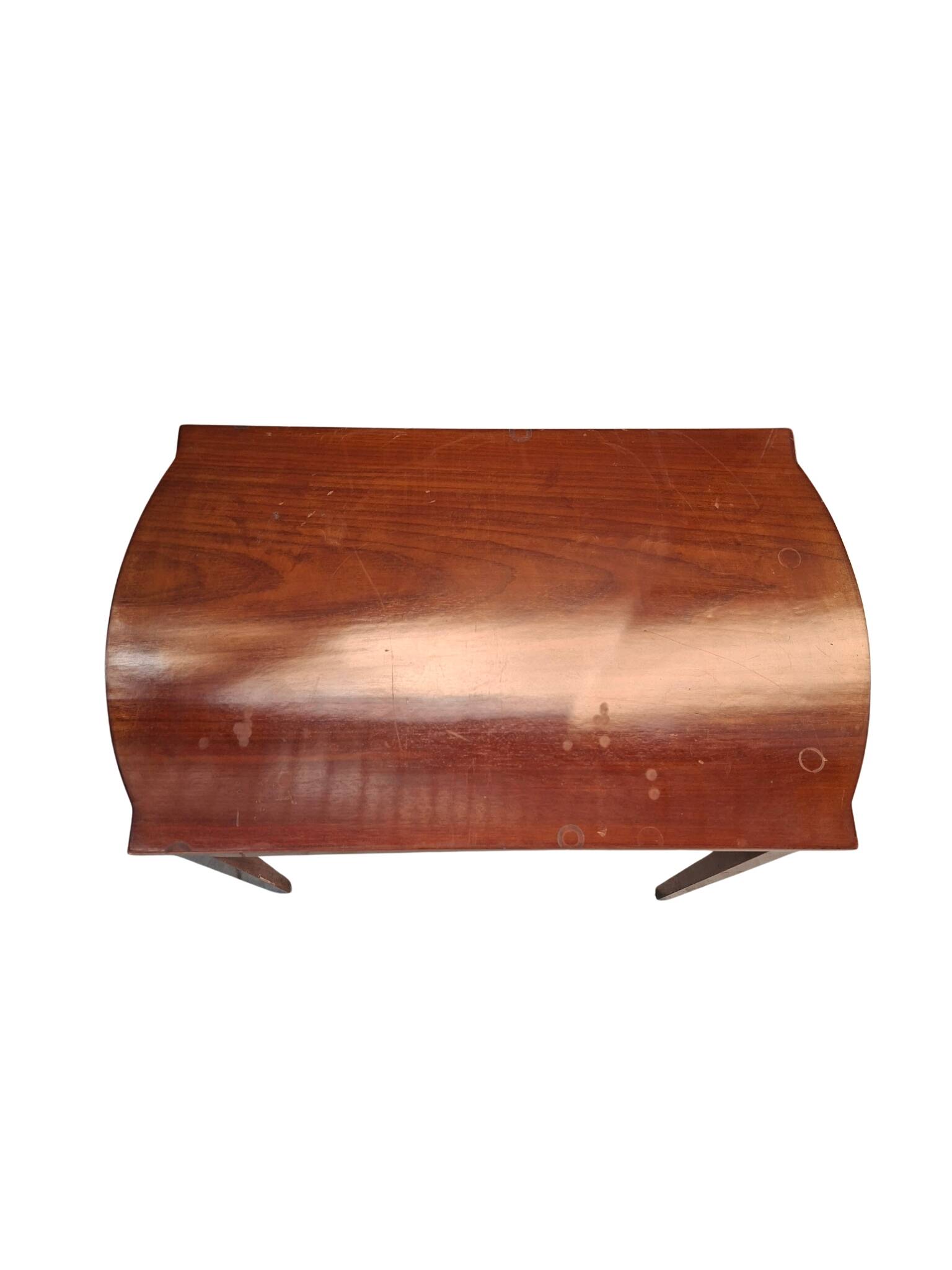 Table basse Mid-Century Modern des années 60 en bois précieux, design vintage.