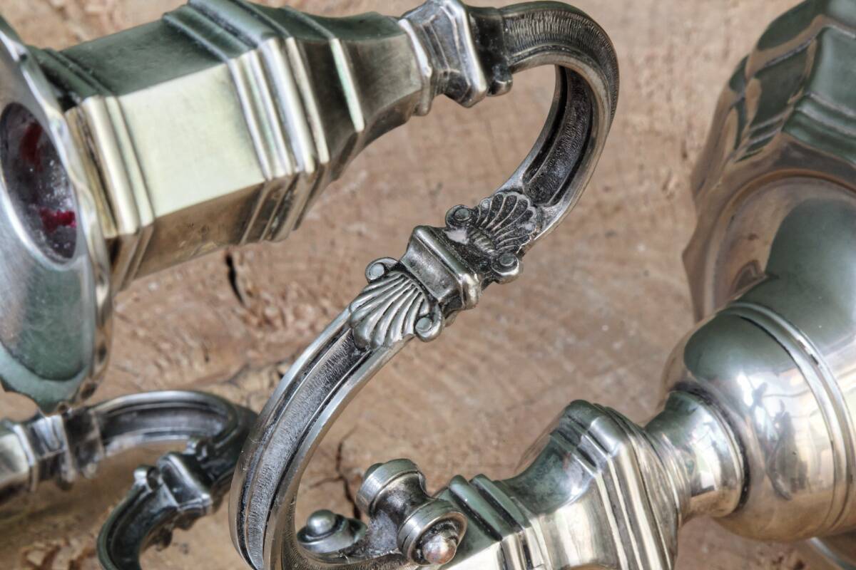 3-light silver-plated metal candlestick