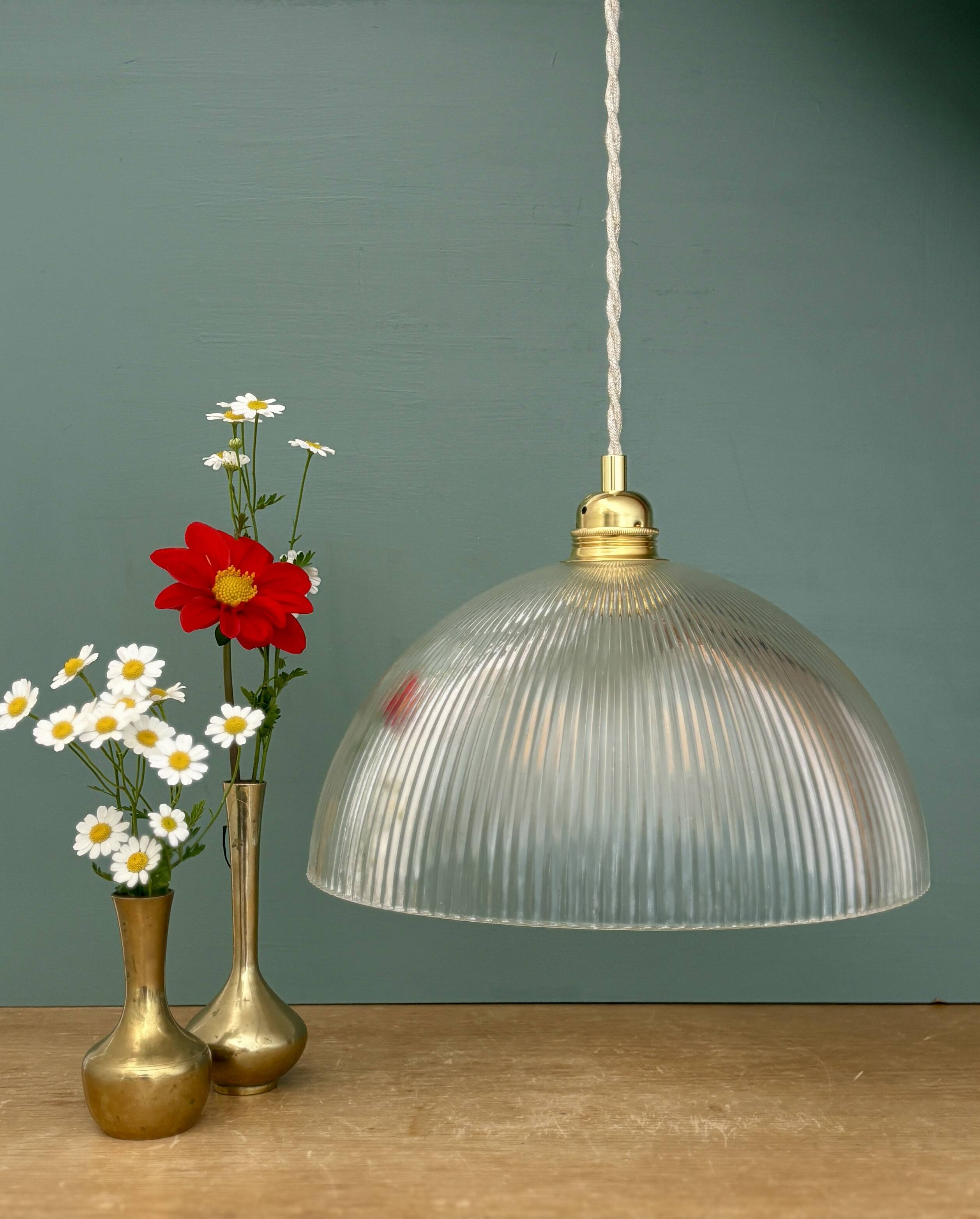 Striped glass pendant light