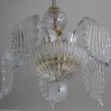 Glass and gold metal chandelier (2 available)